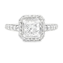 1.05ct Princes Cut 18k White Gold Diamond Halo Engagement Ring