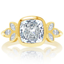 Classique Creations Cushion Halo Petal Cluster Bezel Engagement Ring