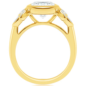 Classique Creations Cushion Halo Petal Cluster Bezel Engagement Ring