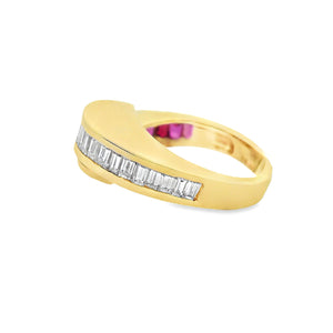 Estate 14k Yellow Gold Diamond and Ruby Ring