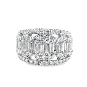 18k White Gold Diamond Emerald Cut Ring