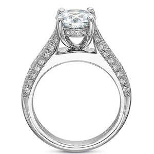 Precision Set Triple Row Bead-Set Diamond Engagement Ring