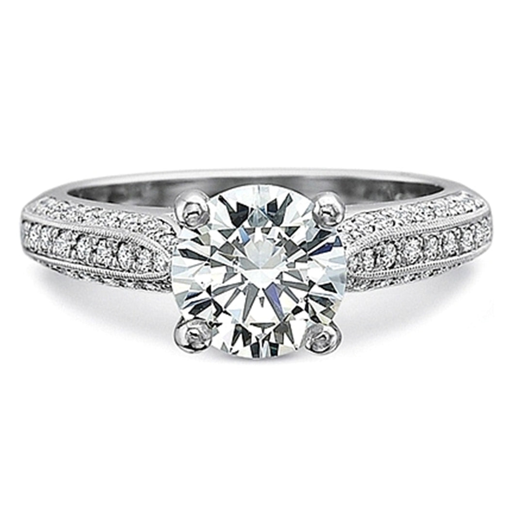 Precision Set Triple Row Bead-Set Diamond Engagement Ring