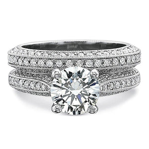 Precision Set Triple Row Bead-Set Diamond Engagement Ring