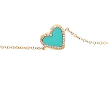 14k Yellow Gold Diamond & Turquoise Bracelet