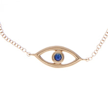 Eye features sapphire center stone