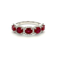 18k White Gold Diamond & Ruby Band