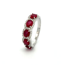 18k White Gold Diamond & Ruby Band