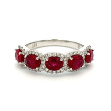 18k White Gold Diamond & Ruby Band