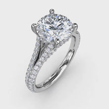 Fana Classic Hidden Halo Round Diamond Solitaire Engagement Ring With Split-Diamond Shank