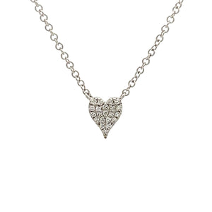 This 14k white gold necklace features diamonds pave-set in a heart ...