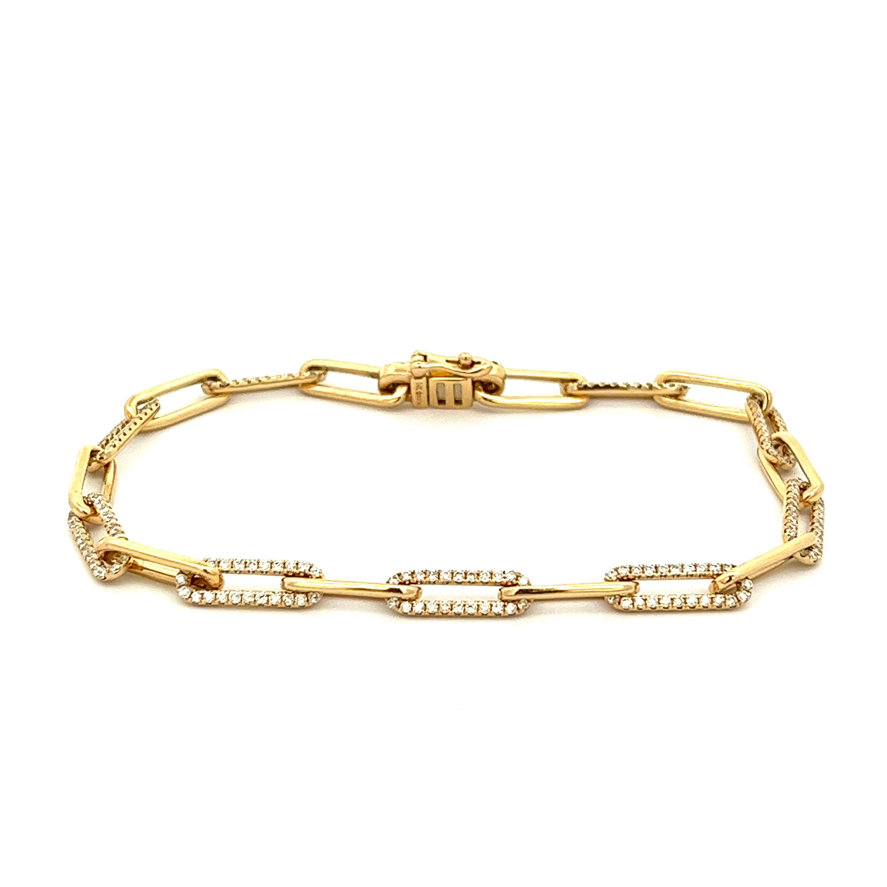 Gold Paperclip Link Bracelet with Diamond Links