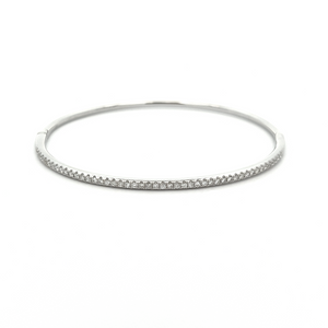 This easy to stack and style 18k white gold bangle features pave-se...