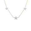 14k Yellow Gold Diamond Triple Star Necklace