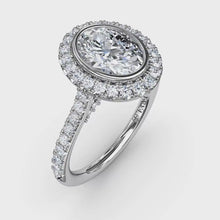 Fana Classic Oval Diamond Halo Engagement Ring With Diamond Band