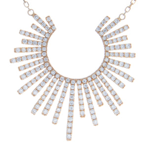 This stunning necklace features pave-set round brilliant cut diamon...