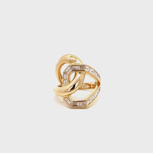 14k Yellow Gold Channel-Set Diamond Crossover Ring