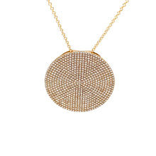 14k Yellow Gold Pave Disc Pendant