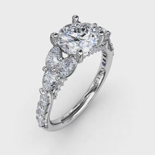 Fana Floral Multi-Stone Engagement Ring With Diamond Leaves