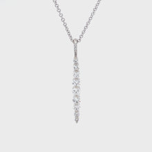 18K White Gold Diamond Stick Pendant .15cts 360 view