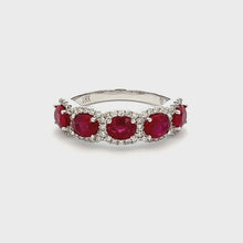 18k White Gold Diamond & Ruby Band