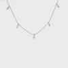 14k White Gold Diamond Dangle Necklace 360 view