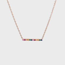 14k rose gold rainbow bar pendant 360 view