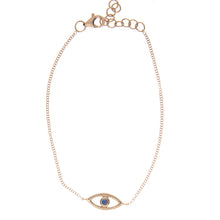 Eye features sapphire center stone