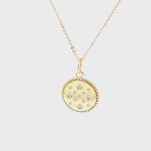 14k Yellow Gold Diamond Disc Pendant & Chain