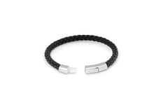 








The tightly woven, black, Italian leather bracelet is crea...