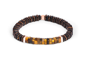 








Ebony and palm wood beads are accented by rose gold-colour...