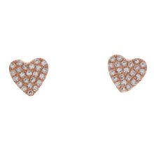 Mini heart studs featuring pave-set diamonds totaling .11ct.
Availa...