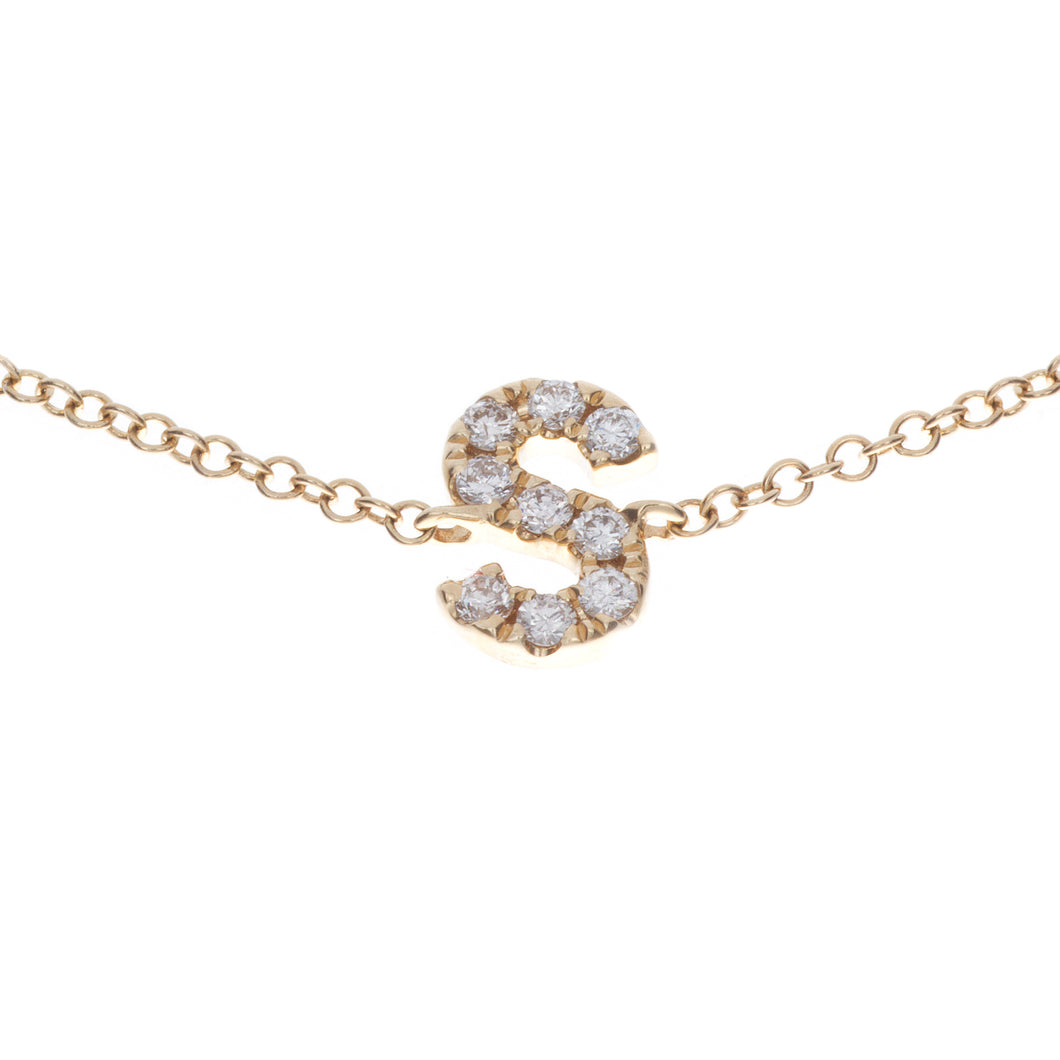 Pick your initial for this pave-set diamond initial bracelet