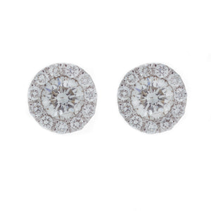 mini cluster studs with diamonds totaling .32ct. Available in white...