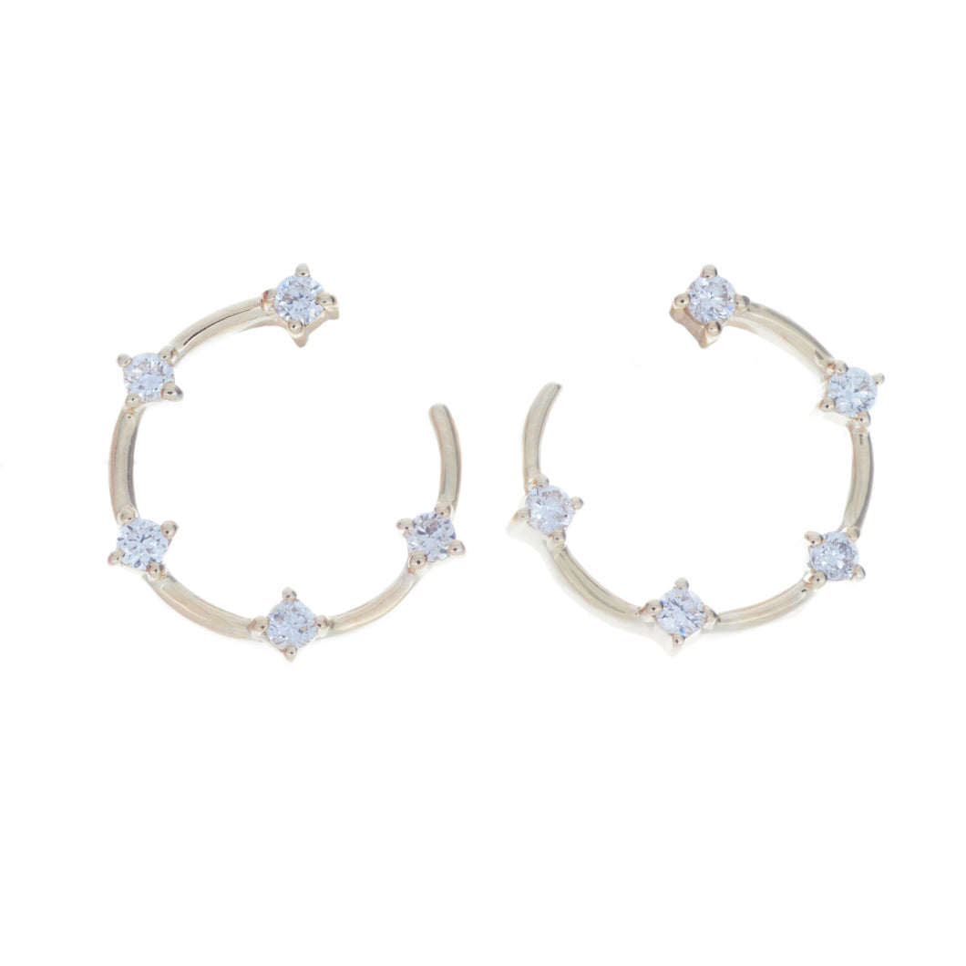 open circle hoops with 5 diamonds totaling .22ct