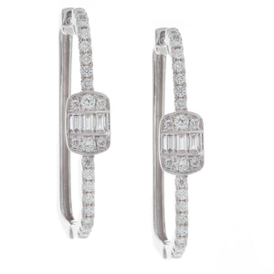 14k white gold rectangle shaped hoops with diamonds totaling .43ct