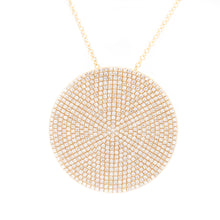 disc pendant featuring pave-set diamonds totaling 1.77ct