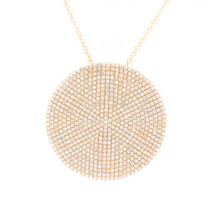 disc pendant featuring pave-set diamonds totaling 1.77ct