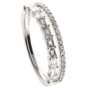 14K White Gold Double Band Diamond Ring