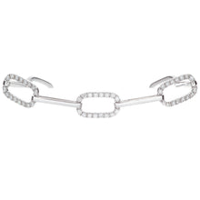 This paperclip link bracelet features diamonds on alternating links...