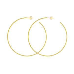 Large and thin yellow gold hoops