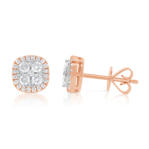 These earrings features round brilliant cut diamonds that total .75...