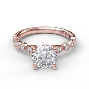 Fana Classic Diamond Engagement Ring with Detailed Milgrain Band