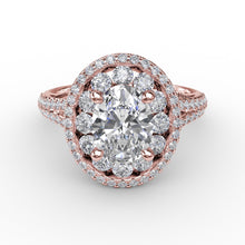 Fana Double Halo Round Diamond Engagement Ring With Split Diamond Shank