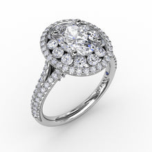 Fana Double Halo Round Diamond Engagement Ring With Split Diamond Shank