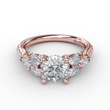 Fana Floral Multi-Stone Engagement Ring With Diamond Leaves