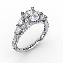 Fana Floral Multi-Stone Engagement Ring With Diamond Leaves