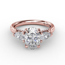 Fana Classic Three-Stone Oval Engagement Ring With Pear-Shape Side Stones