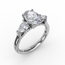 Fana Classic Three-Stone Oval Engagement Ring With Pear-Shape Side Stones