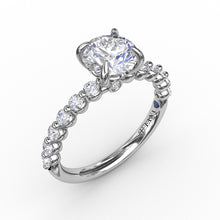 Fana Contemporary Round Diamond Solitaire Engagement Ring With Diamond Band